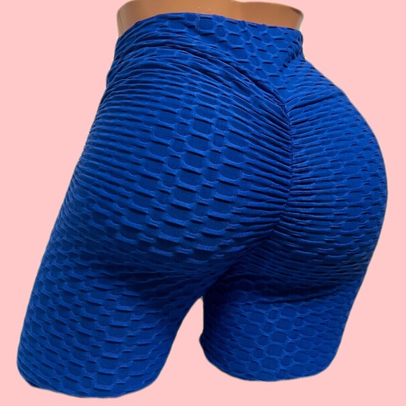 Women’s Biker Shorts Nwt Stretchy Textured High Waisted Yoga Activewear - Picture 1 of 4